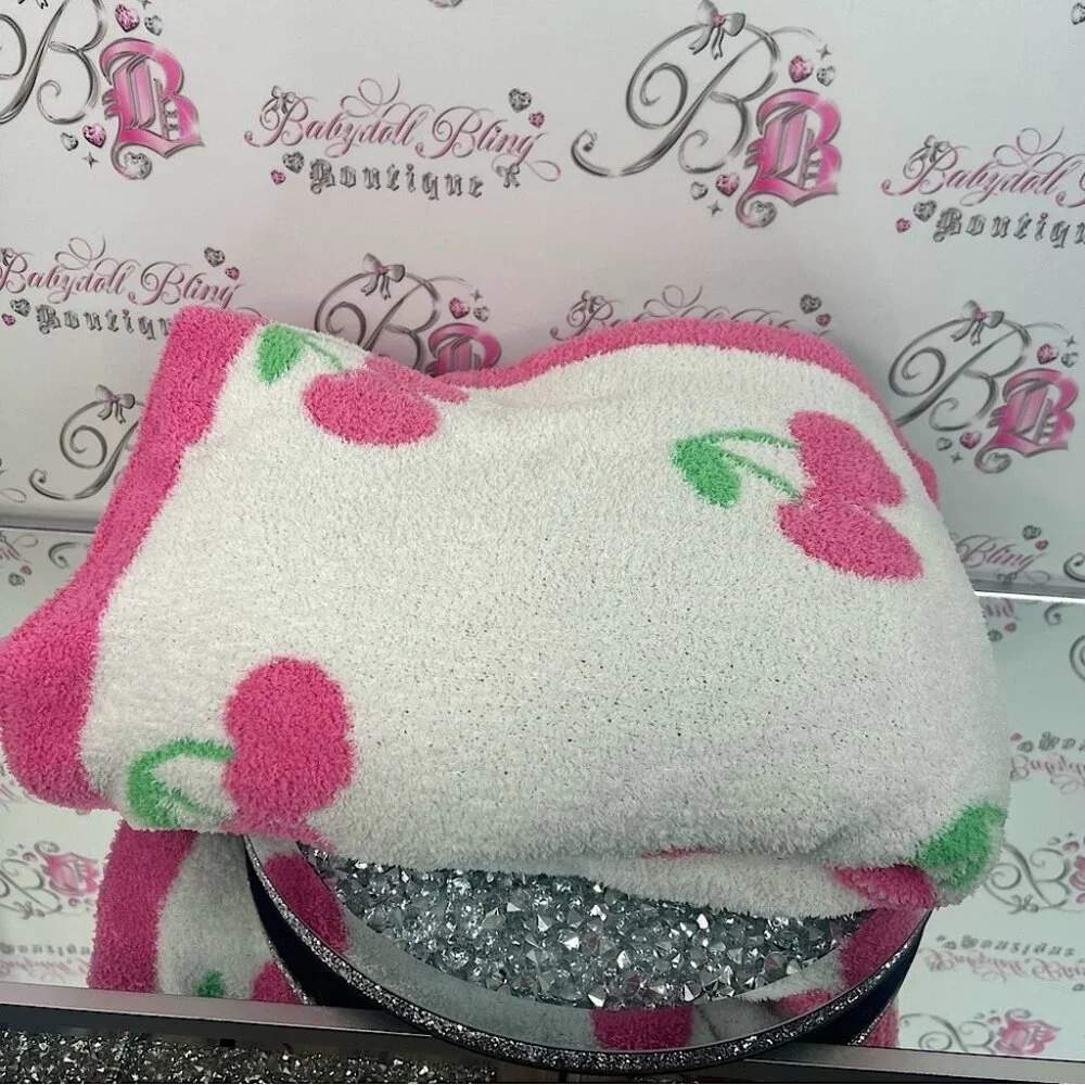 cupcakes & cashmere blanket large size cherries 🍒 Cherry Print luxe soft